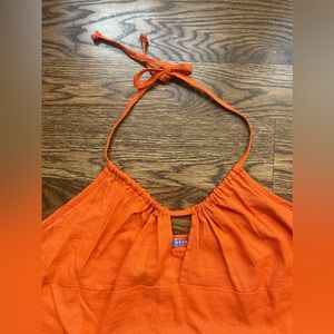 Orange linen halter crop top